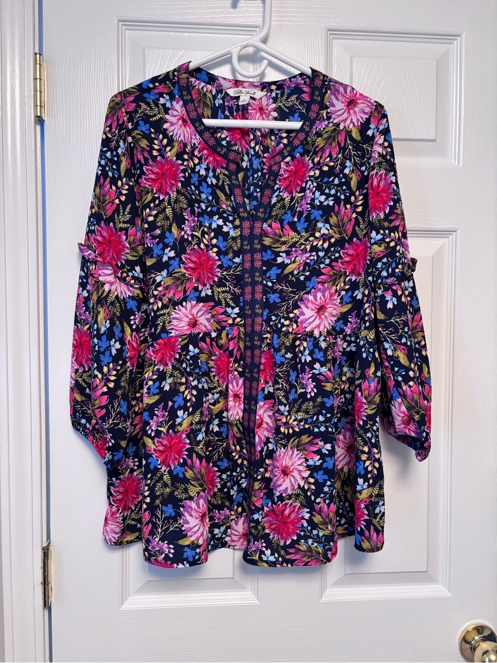 The Pioneer Woman Navy Tunic with Pink & Red Floral Print - Picture 5 of 8